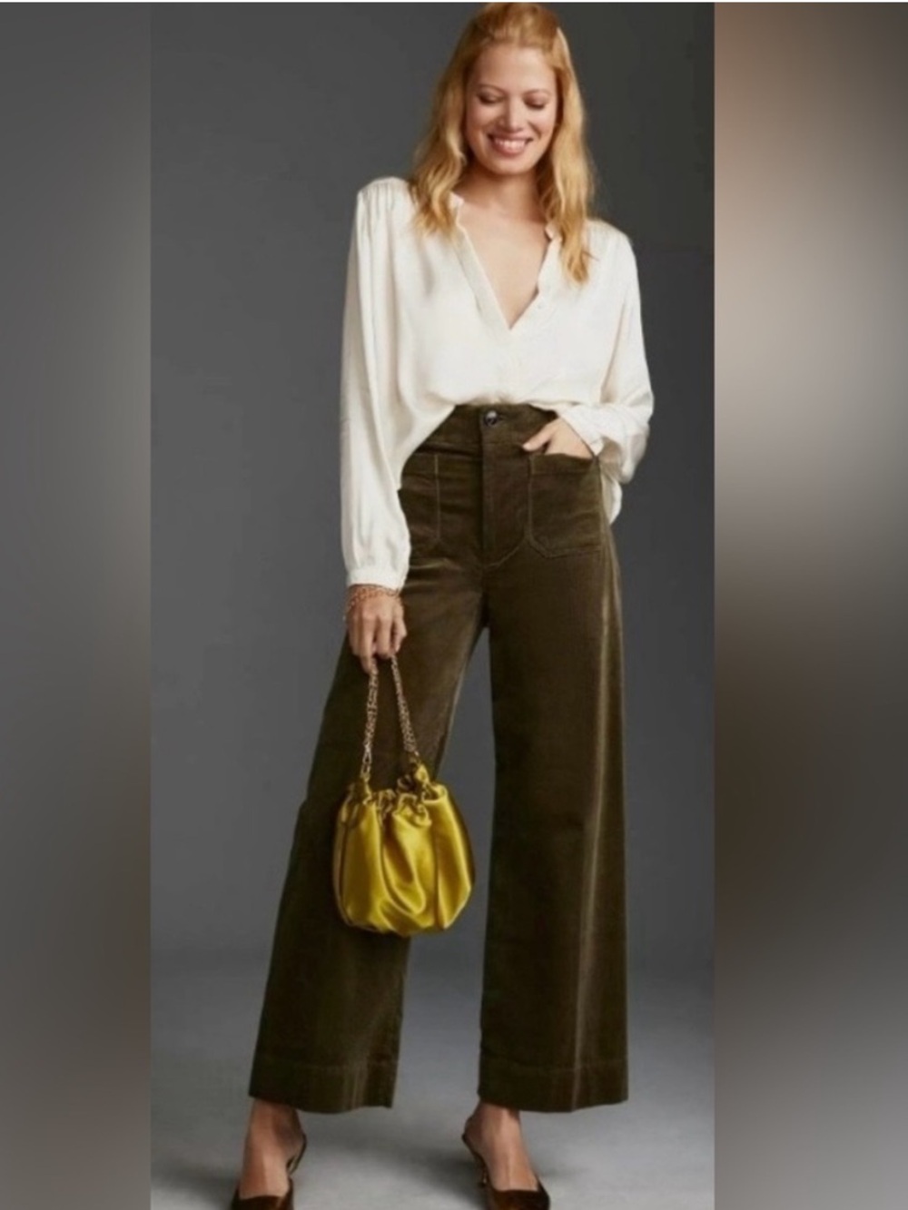 Anthropologie Maeve The Colette Olive Corduroy Pants Size: 28
